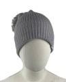 Czapka 100% wełna merino pompon prążek wool