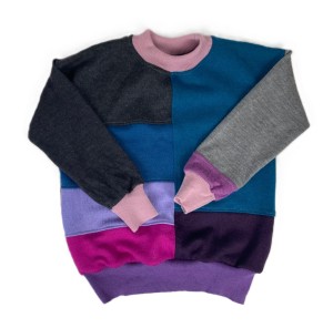 Naturalna bluza patchwork wełniana 116 cm wełna merino wool 100% unikat