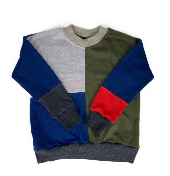 Naturalna bluza patchwork wełniana 116 cm wełna merino wool 100% unikat