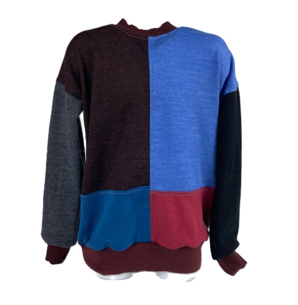 Naturalna bluza patchwork wełniana 128 cm wełna merino wool 100%