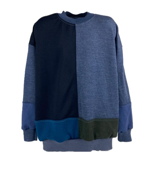 Naturalna bluza patchwork wełniana 134 cm wełna merino wool 100%