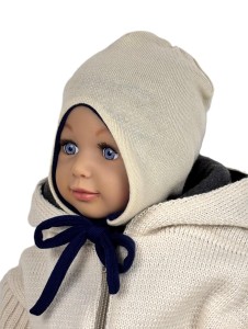 Czapka wiązana 62/68 cm wełna merynos merino 100% ciepła