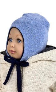 Czapka wiązana 62/68 cm wełna merynos merino 100% ciepła