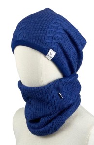 Czapka komin zestaw wełniany 100% wełna merino wool
