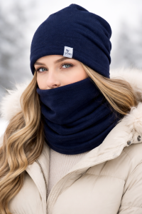 Czapka komin zestaw wełniany 100% wełna merino