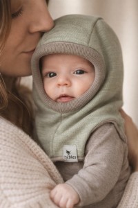 Czapka kominiarka 100% wełna kaszmir merino 0-3 miesięcy