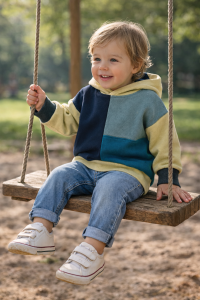 Patchwork bluza sweterek 100% wełna merino 92 cm unikat