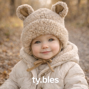 Czapka 86 cm dziecięca z 100%  wełna wool miś