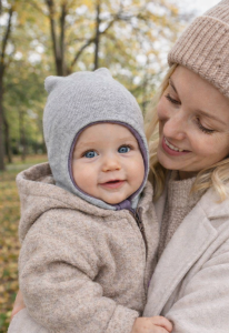 Czapka wiązana 74/80 cm wełna merynos merino 100% kaszmir ciepła