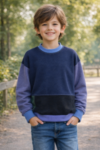 Naturalna bluza patchwork wełniana 128 cm wełna merino wool 100%