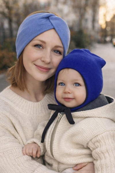 Czapka wiązana 62/68 cm wełna merynos merino 100% ciepła