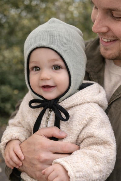 Czapka wiązana 62/68 cm wełna merynos merino 100% ciepła